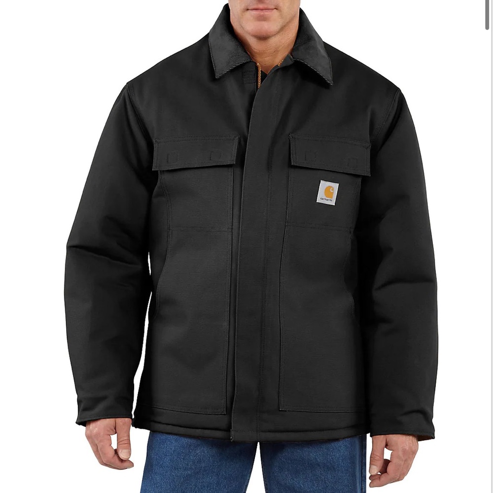 Carhartt Loose Fit Firm Duck Insulated Traditional Coat in Black Size 2XL